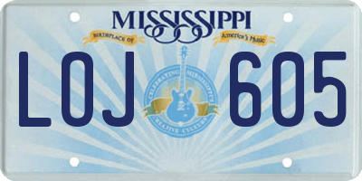 MS license plate LOJ605