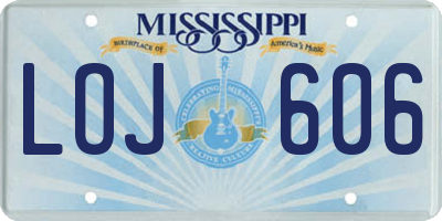 MS license plate LOJ606