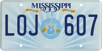 MS license plate LOJ607