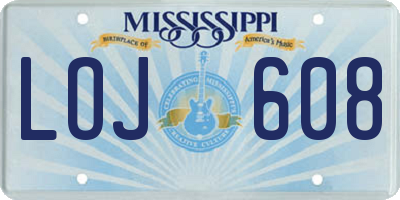 MS license plate LOJ608