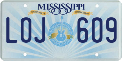 MS license plate LOJ609
