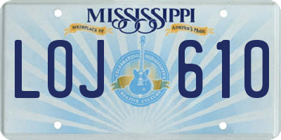 MS license plate LOJ610