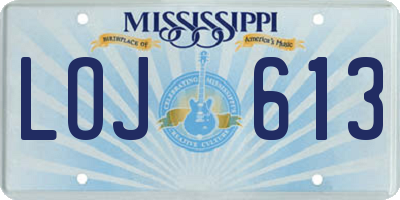 MS license plate LOJ613