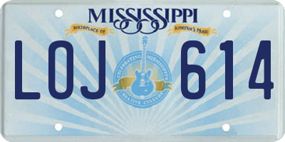 MS license plate LOJ614