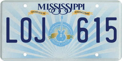 MS license plate LOJ615