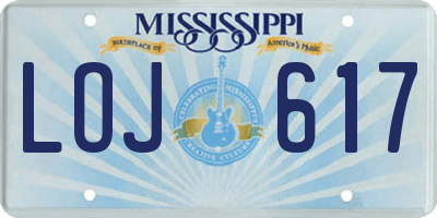 MS license plate LOJ617