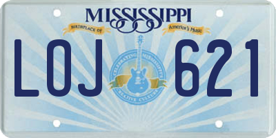 MS license plate LOJ621