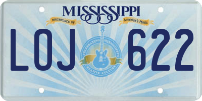 MS license plate LOJ622