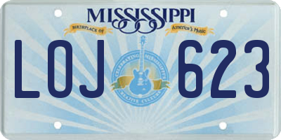 MS license plate LOJ623