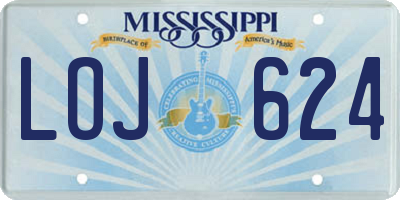 MS license plate LOJ624