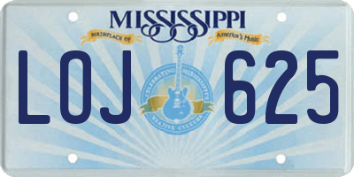 MS license plate LOJ625