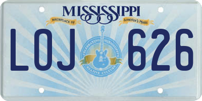 MS license plate LOJ626