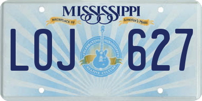 MS license plate LOJ627