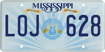 MS license plate LOJ628