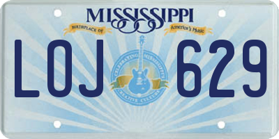 MS license plate LOJ629