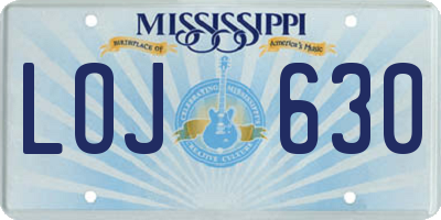 MS license plate LOJ630