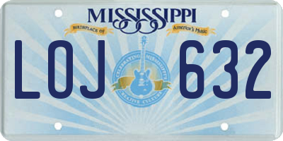 MS license plate LOJ632