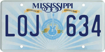 MS license plate LOJ634