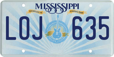 MS license plate LOJ635