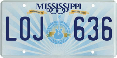 MS license plate LOJ636