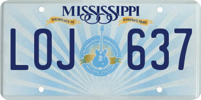 MS license plate LOJ637