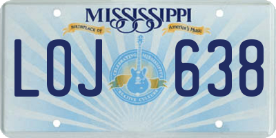 MS license plate LOJ638