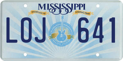 MS license plate LOJ641