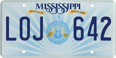 MS license plate LOJ642