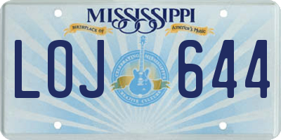 MS license plate LOJ644