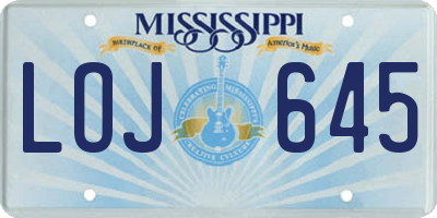 MS license plate LOJ645