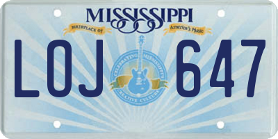 MS license plate LOJ647