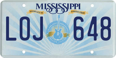 MS license plate LOJ648