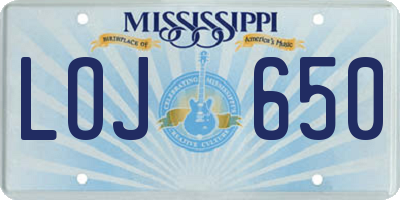 MS license plate LOJ650
