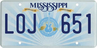 MS license plate LOJ651