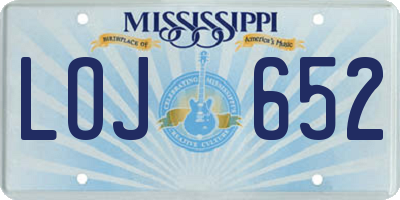 MS license plate LOJ652