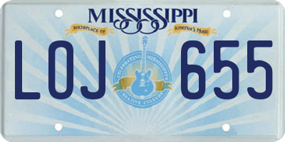 MS license plate LOJ655