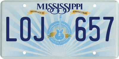 MS license plate LOJ657