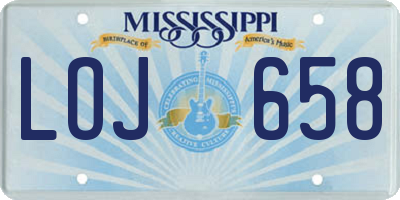MS license plate LOJ658