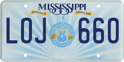 MS license plate LOJ660
