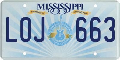 MS license plate LOJ663