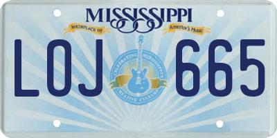 MS license plate LOJ665