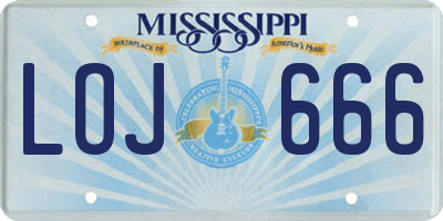 MS license plate LOJ666