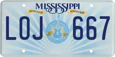 MS license plate LOJ667
