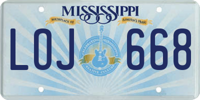 MS license plate LOJ668