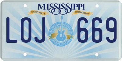 MS license plate LOJ669