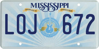 MS license plate LOJ672