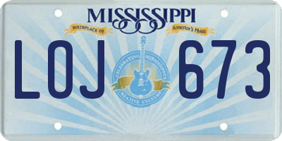 MS license plate LOJ673