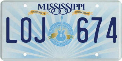 MS license plate LOJ674