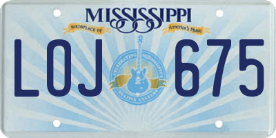 MS license plate LOJ675