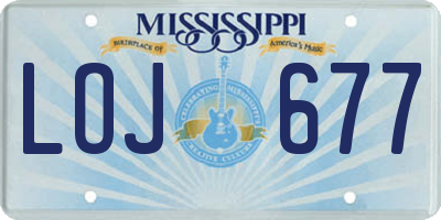 MS license plate LOJ677